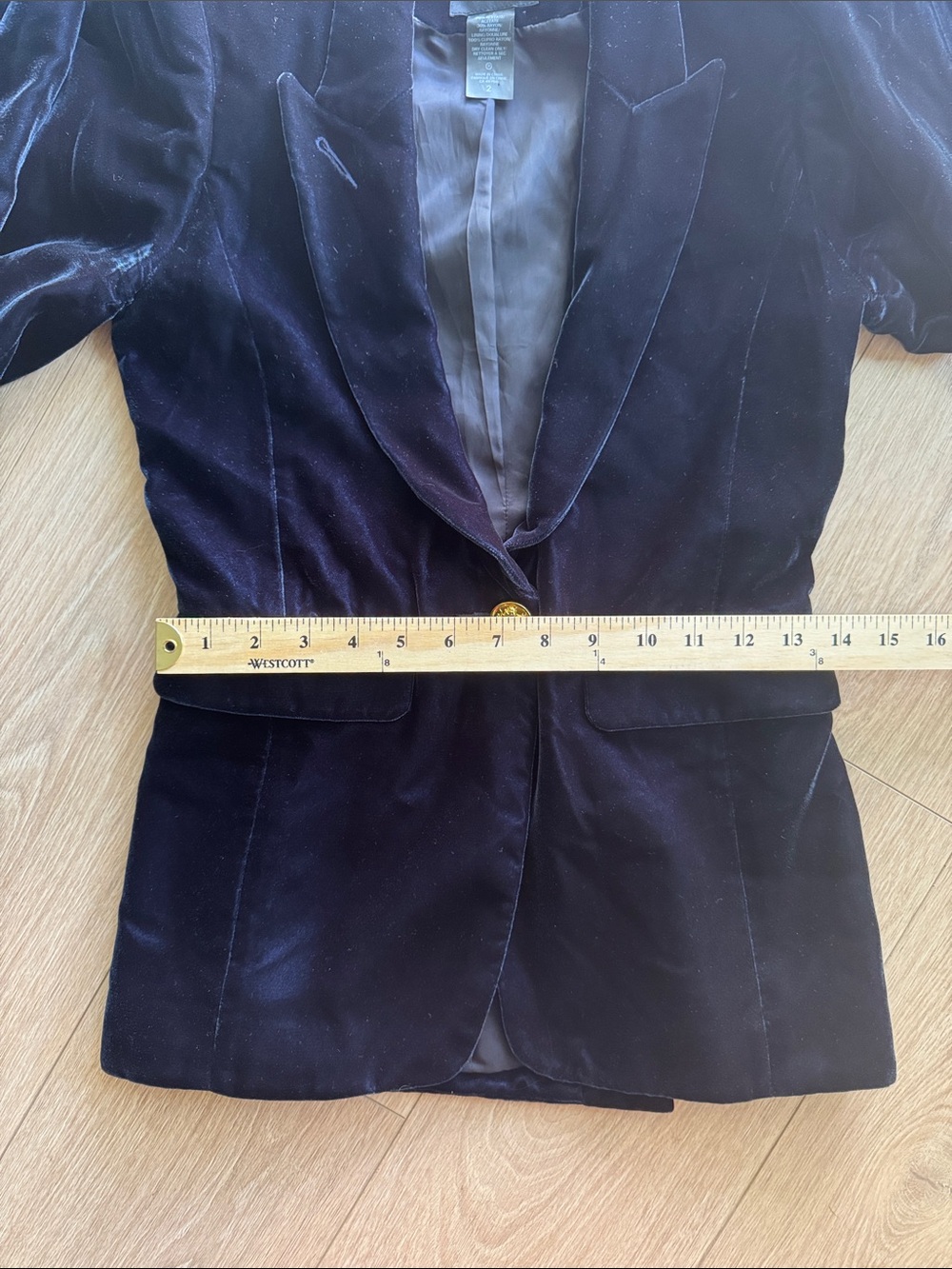 Smythe Velvet Peaked Lapel Blazer Sapphire Blue Size 2 - Picture 12 of 16